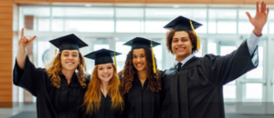 Photo of students in graduation attire